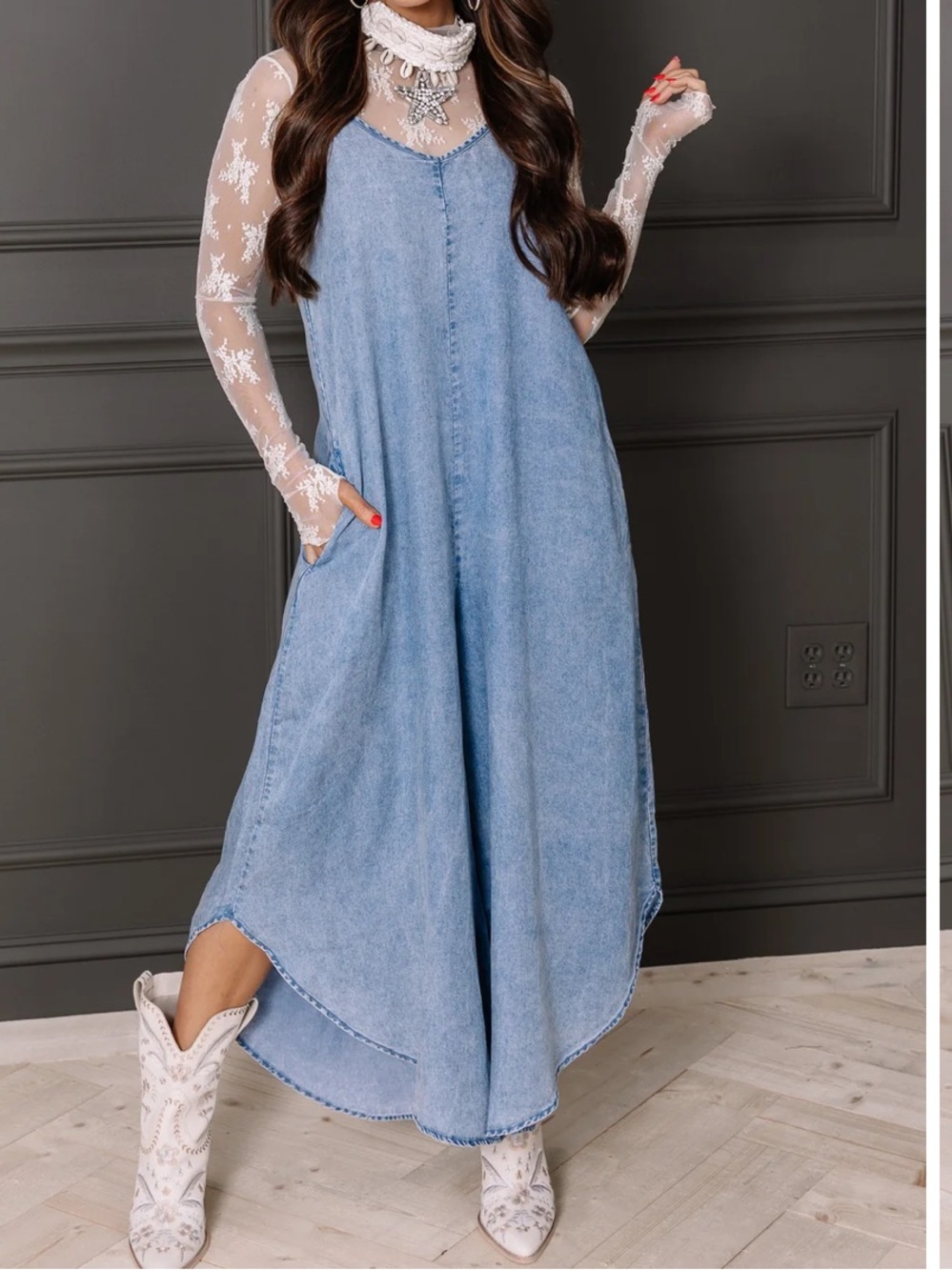Acid Wash Black Jumpsuit